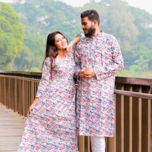Panjabi and Gown Couple Dress
