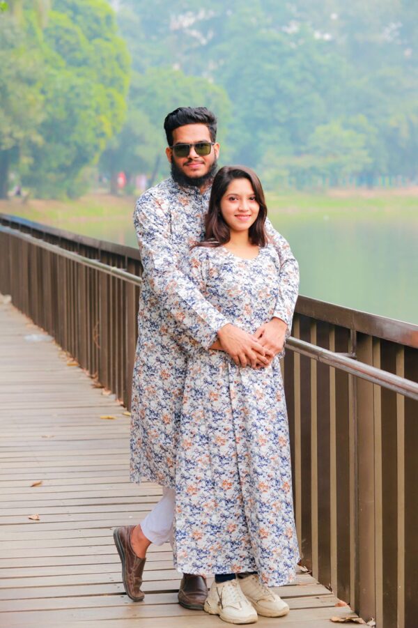 Panjabi and Gown Couple Dress - Image 4