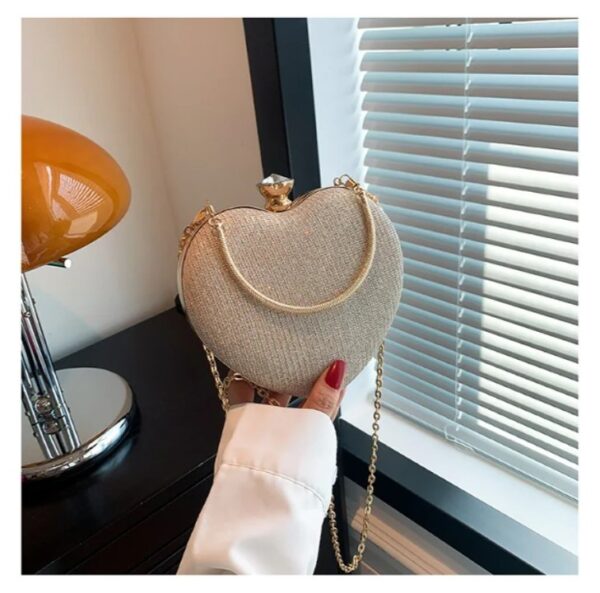 1 Bags Clutch Fashion Chain Luxury Designer Heart Shape For Women - Image 3