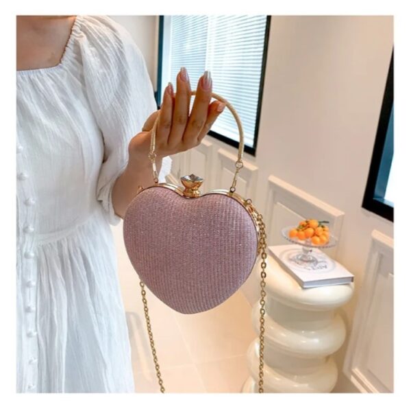 1 Bags Clutch Fashion Chain Luxury Designer Heart Shape For Women - Image 4