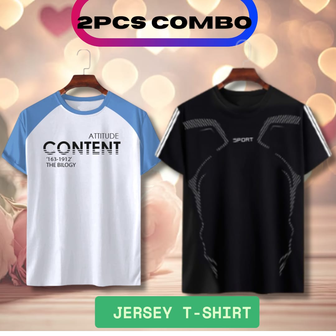 Combo Men’s Stylish Drop Shoulder – Jersey T-Shirt - Image 2