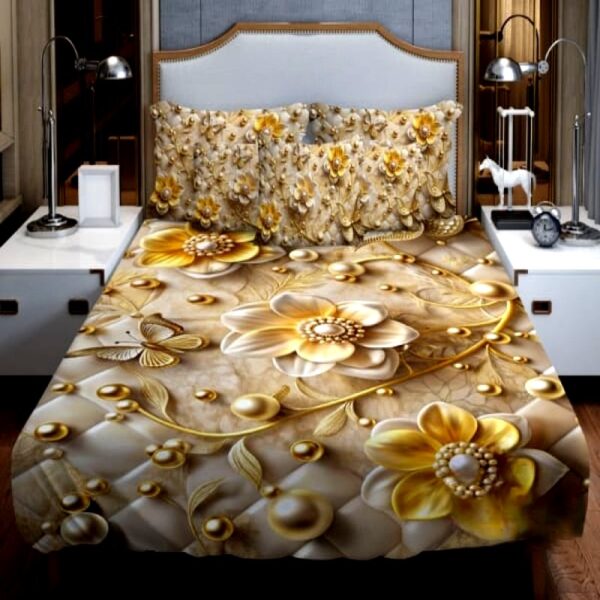 China Premium 3D Design Bed Sheet (চায়না 3d বেডশীট নন ওয়াটারপ্রুফ) - Image 3