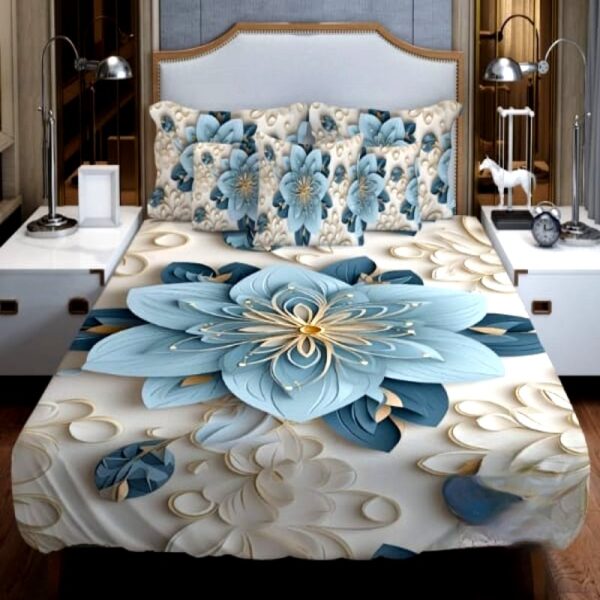 China Premium 3D Design Bed Sheet (চায়না 3d বেডশীট নন ওয়াটারপ্রুফ) - Image 2