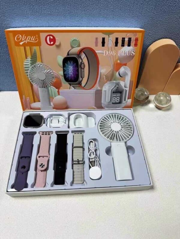 D96 Plus Smartwatch, Handy Fan and Earbuds Combo Set. - Image 2