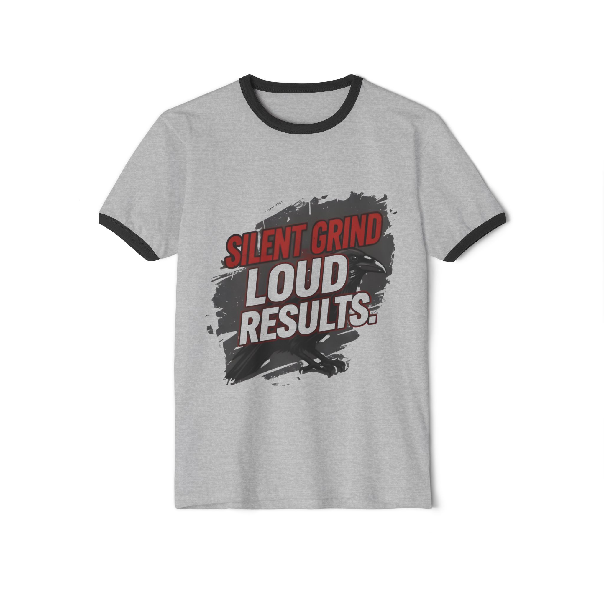 Silent Grind Loud Results Ringer T-Shirt for girls and boys . - Image 5