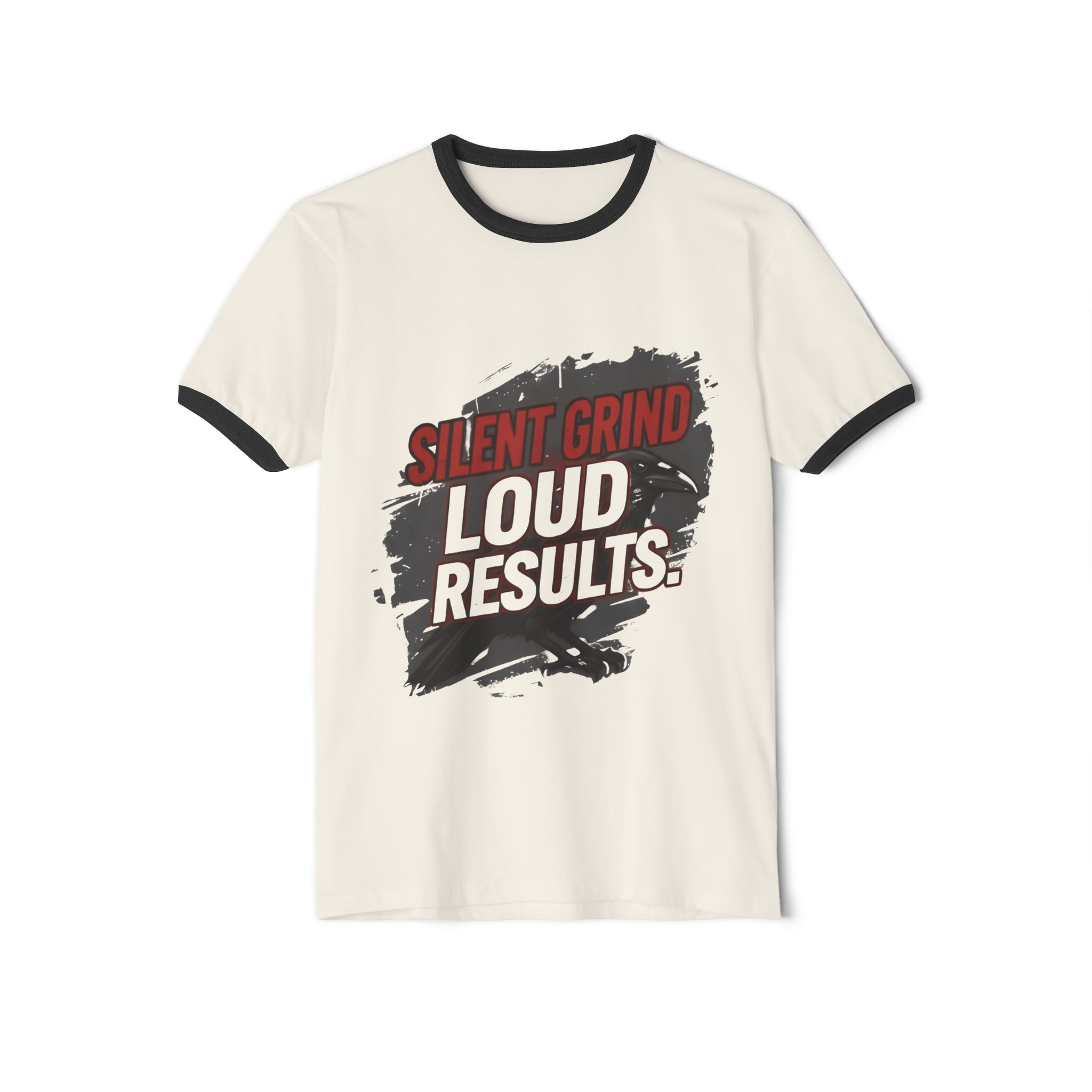 Silent Grind Loud Results Ringer T-Shirt for girls and boys . - Image 9