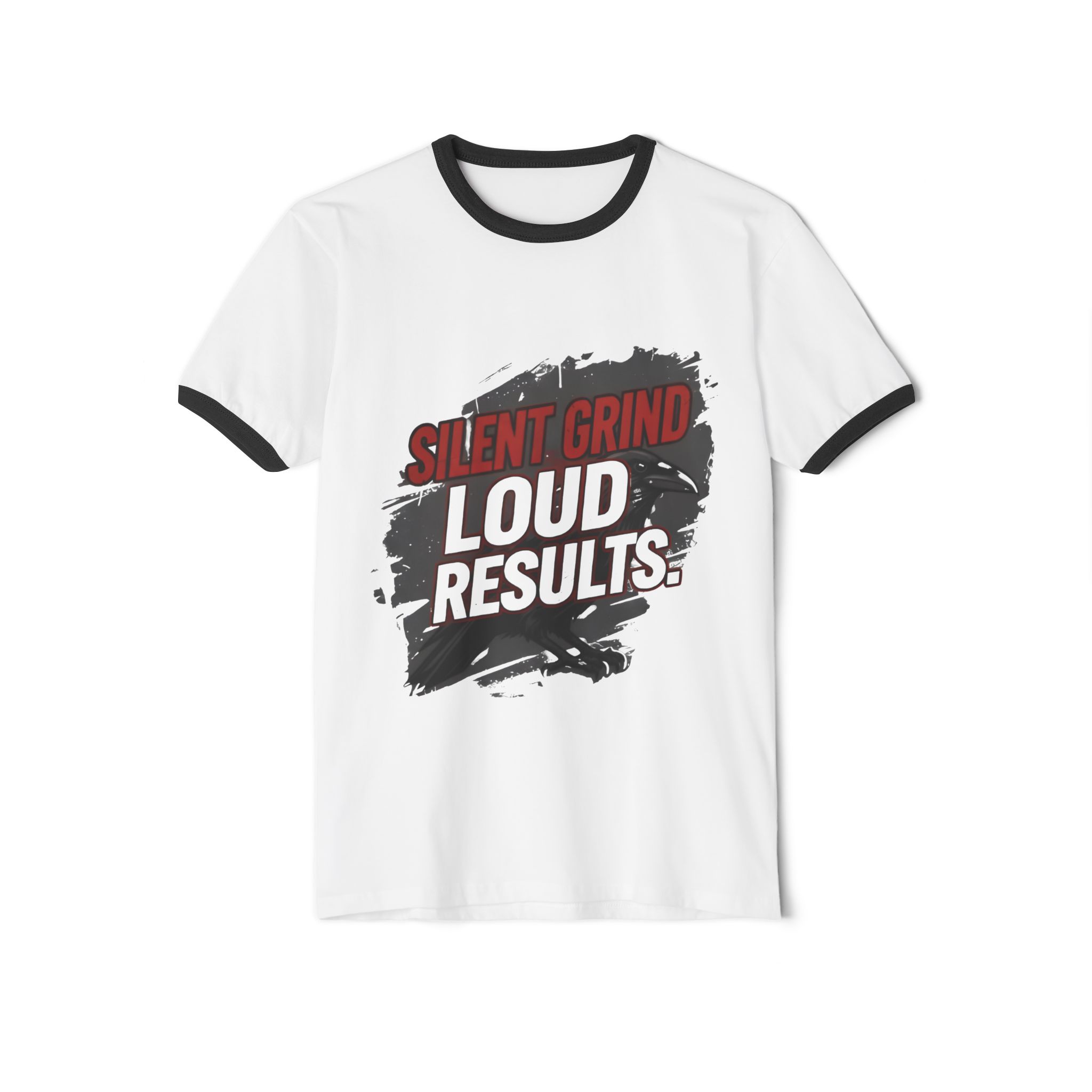 Silent Grind Loud Results Ringer T-Shirt for girls and boys . - Image 13